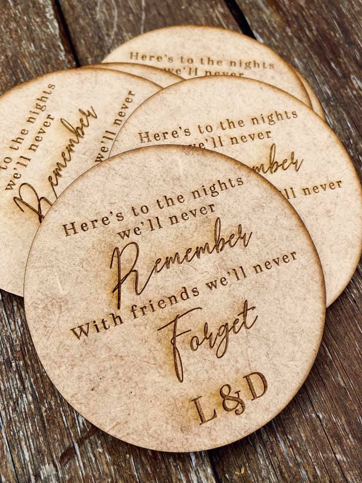 Laser Cut Wooden Coaster Favours Stuck On You Weddings