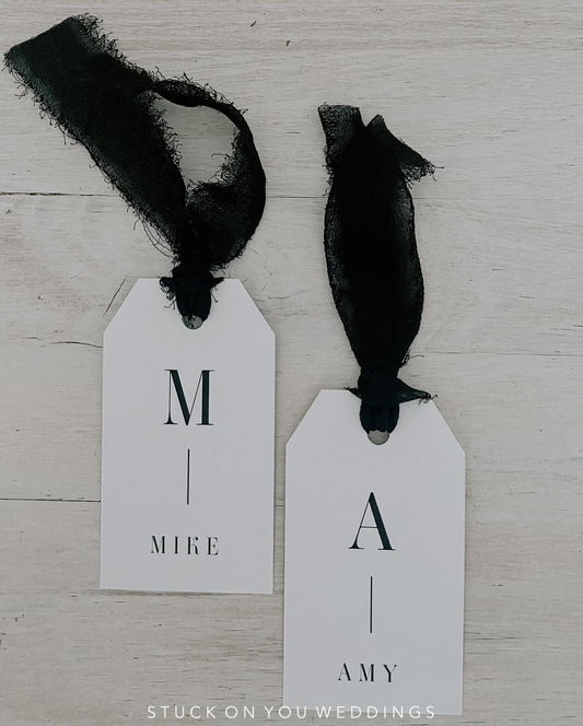 Modern Monochrome Initial Place Card