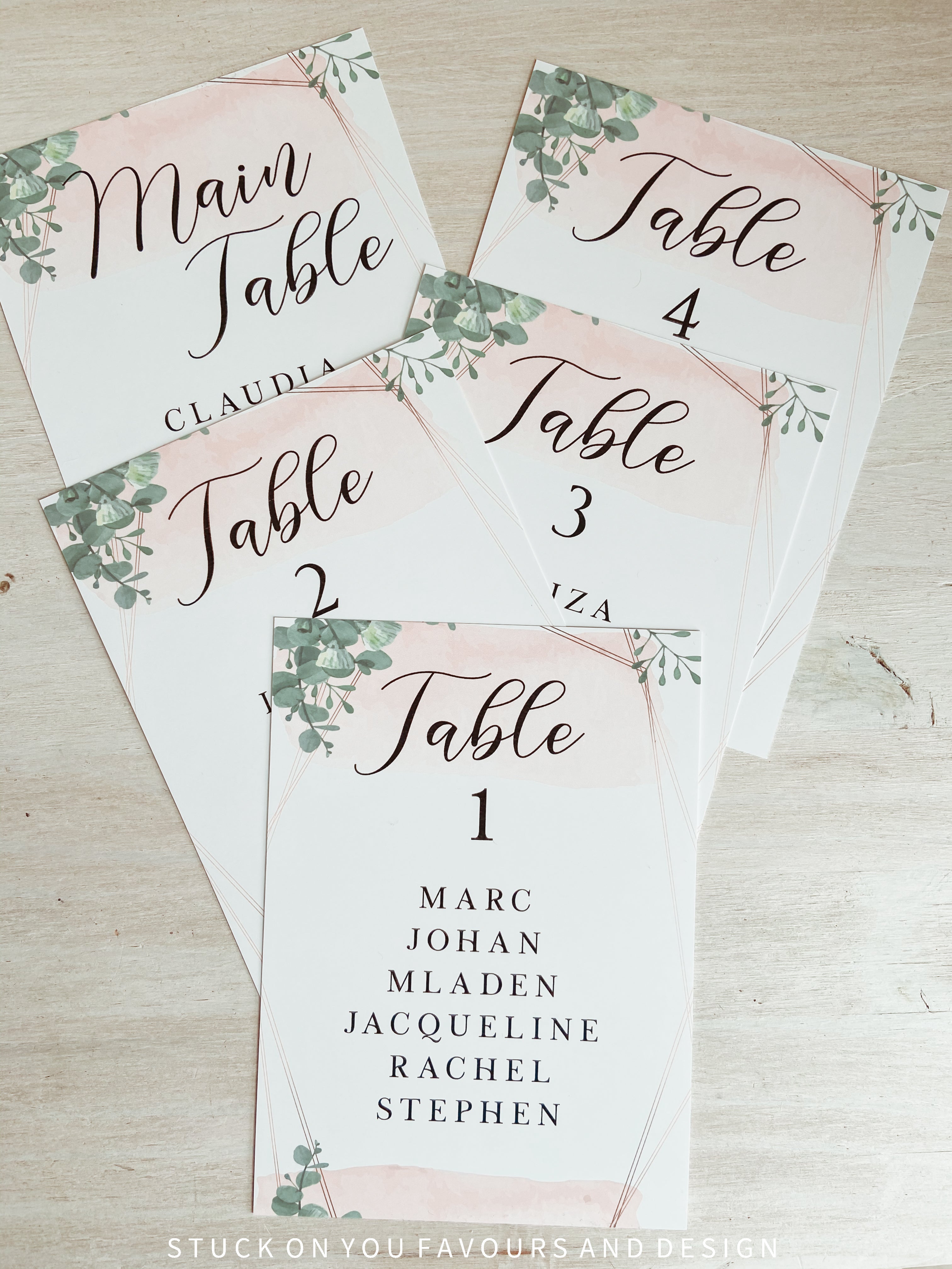 Table sale assignment cards